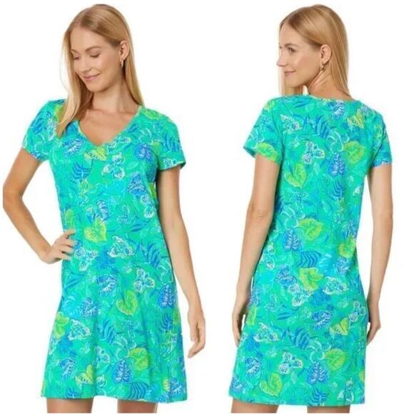 Lilly Pulitzer Etta short sleeve Dress Botanical Green In A Flutter Sz XXL - Picture 1 of 11
